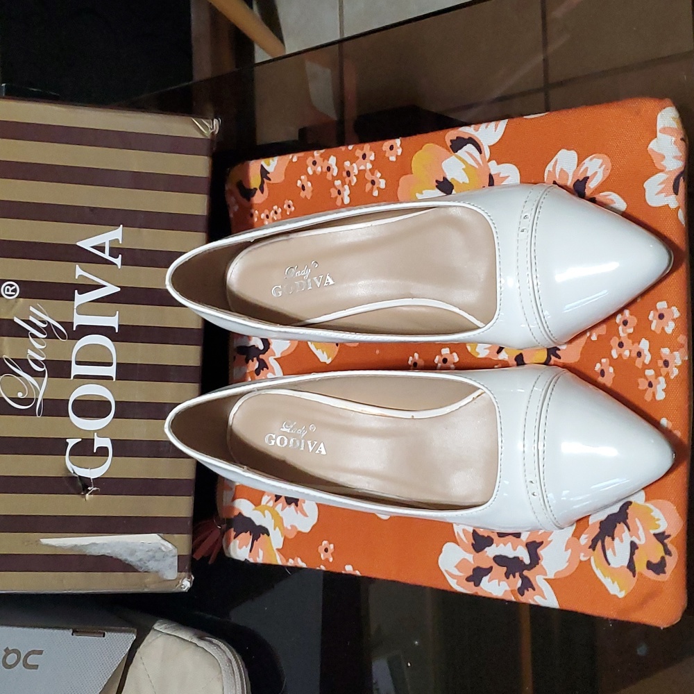 White kitten heels